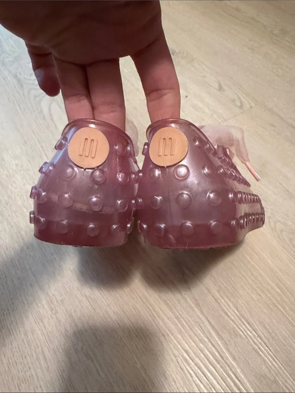 Almost like new! Pink Mini Melissa sneakers with ribbon laces girls size 12 - Picture 3 of 6